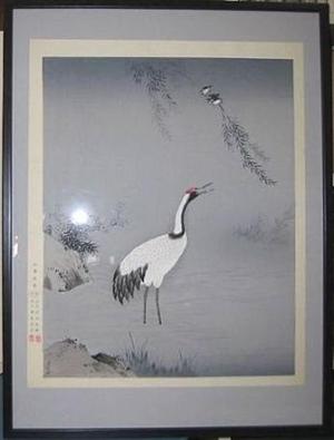Kano Motonobu: A Crane in Water, repro — 四季花鳥図 - Japanese Art Open Database