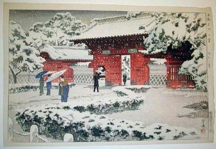 笠松紫浪: Hongo Akamon no Yuki (Hongo Red Gate in Snow) - Japanese Art Open Database