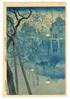 Kasamatsu Shiro: Misty Evening at Shinobazu Pond, Tokyo — 不忍池 - Japanese Art Open Database