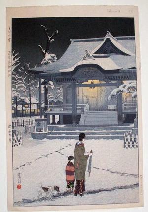 笠松紫浪: Spring Snow at Toriku Shrine, Asakusa - Japanese Art Open Database