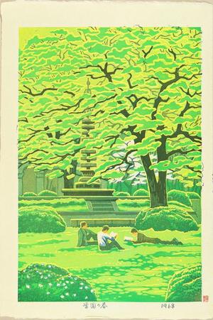 Kasamatsu Shiro: Spring in the campus — 学園の春 - Japanese Art Open Database