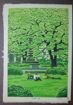 Kasamatsu Shiro: Spring in the campus — 学園の春 - Japanese Art Open Database