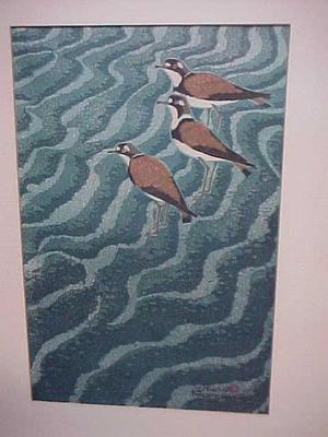 笠松紫浪: Unknown, three birds - Japanese Art Open Database