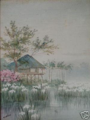 Kasetsu: Hut by iris pond - Japanese Art Open Database