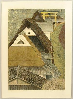 Katsuda Yukio: No 128 - Village Houses and Torii Gate - Japanese Art Open Database