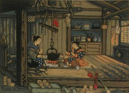 Katsuhira Tokushi: Traditional family home scene - Japanese Art Open Database