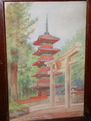 Kawakubo Masano: Pagoda and torii - Japanese Art Open Database