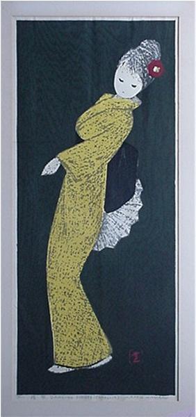 河野薫: Dancing Figure (Camellia), LE - Japanese Art Open Database