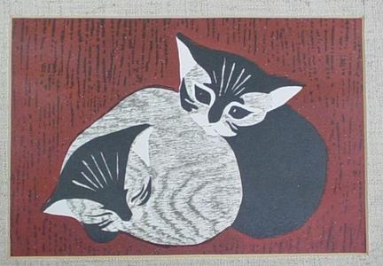 河野薫: Two kittens - Japanese Art Open Database