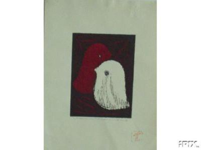 Japanese Print "Unknown, Love birds" by Kawano Kaoru, 河野薫 (Kawano Kaoru (河野薫))