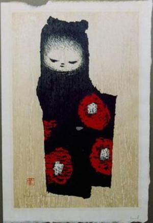河野薫: Unknown, Young Girl In Kimono- Camellia - Japanese Art Open Database