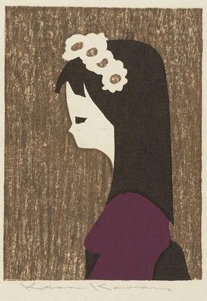 河野薫: Unknown- girl with flowers in hair - Japanese Art Open Database