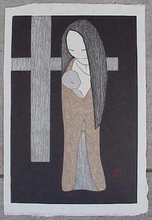 河野薫: Woman Holding a Baby - Japanese Art Open Database