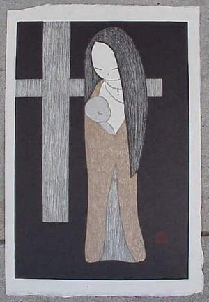 Kawano Kaoru: Woman Holding a Baby - Japanese Art Open Database