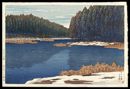 Kawase Hasui: Lingering Snow at Inokashira - Japanese Art Open Database