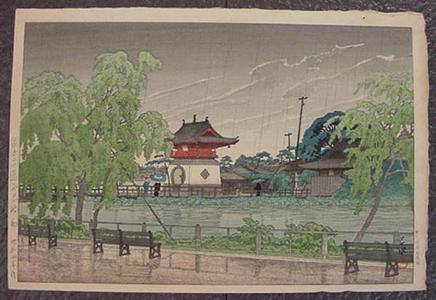 川瀬巴水: Rain at Shinobazu Pond - Japanese Art Open Database