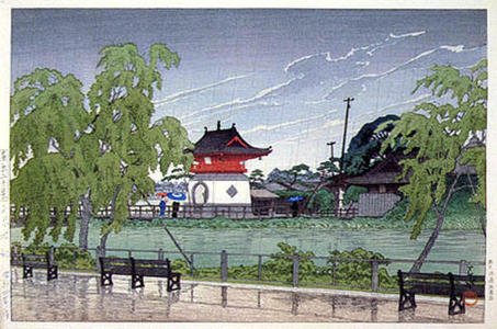 川瀬巴水: Rain at Shinobazu Pond - Japanese Art Open Database