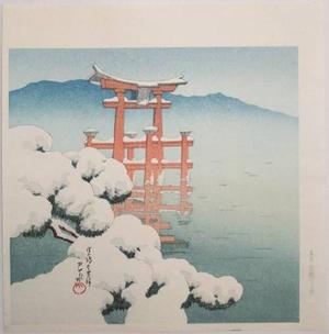 川瀬巴水: Lingering Snow at Miyajima - Japanese Art Open Database