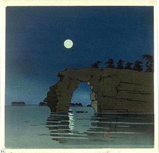 川瀬巴水: Moon at Matsushima - Japanese Art Open Database
