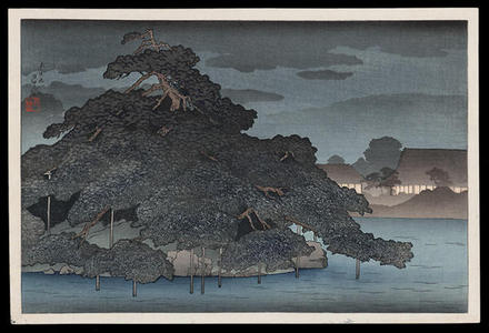 Kawase Hasui: Rainy Night on the Pine Islet Matsunoshima - Japanese Art Open Database