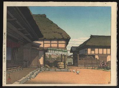 Kawase Hasui: A Farmhouse in Ayashi Miyagi Prefecture in Autumn — Noka no Aki Miyagi Ken no Ayashi - Japanese Art Open Database