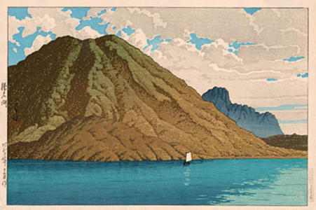 川瀬巴水: Autumn at the crater lake of the Haruna volcano — 榛名湖 - Japanese Art Open Database