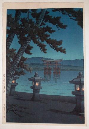 川瀬巴水: Evening at Miyajima (oban) - Japanese Art Open Database