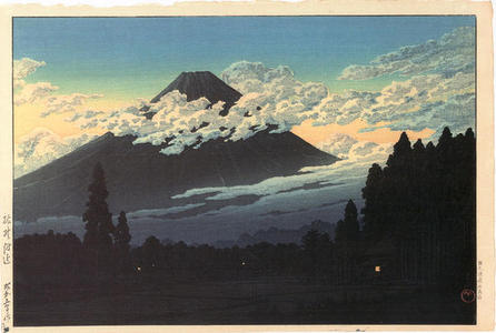 Japanese Print "Fuji near Susono, Evening" by Kawase Hasui, 川瀬巴水 (Kawase Hasui (川瀬巴水))