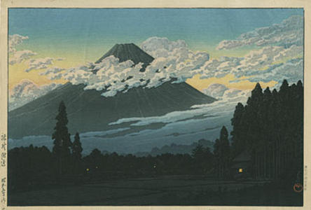 Japanese Print "Fuji near Susono, Evening" by Kawase Hasui, 川瀬巴水 (Kawase Hasui (川瀬巴水))