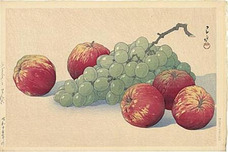川瀬巴水: Grapes and apples — Budo to ringo - Japanese Art Open Database