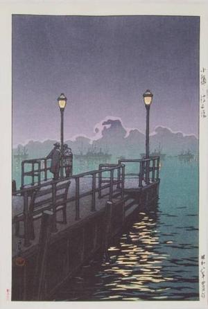 川瀬巴水: Harbor at Night, Otaru - Japanese Art Open Database