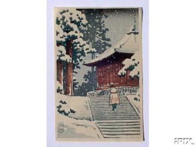 川瀬巴水: Hiraizumi Konjikido Snow - Japanese Art Open Database