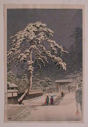 川瀬巴水: Ikegami Honmonji (Honmonji Temple in Snow) - Japanese Art Open Database