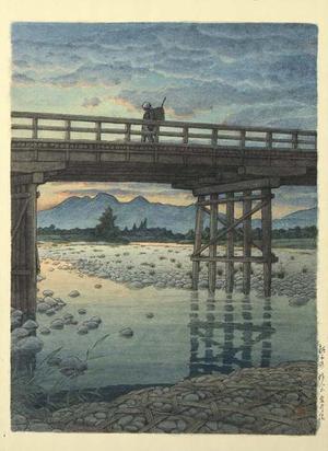 川瀬巴水: Iwai Bridge, Nozu Sakuyama — 佐久山岩井橋 - Japanese Art Open Database