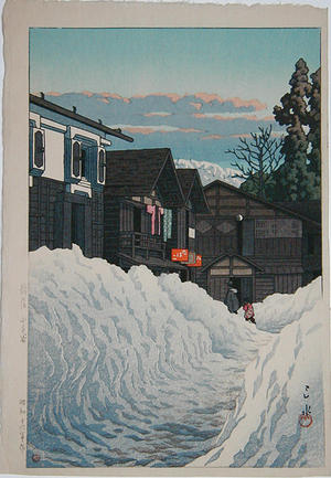 Japanese Print "Kosendani in Echigo Mansion, Kagekado — 越後 小千谷" by Kawase Hasui, 川瀬巴水 (Kawase Hasui (川瀬巴水))