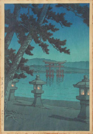 川瀬巴水: MOONLIGHT NIGHT AT MIYAJIMA - Japanese Art Open Database