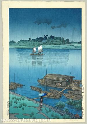Kawase Hasui: May Rain- Arakawa — 五月雨（荒川） - Japanese Art Open Database