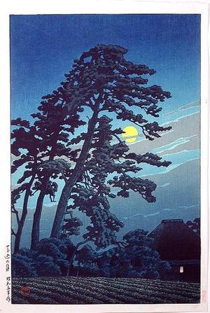 川瀬巴水: Moon At Magome - 馬込の月 - Ohmi Gallery - 浮世絵検索