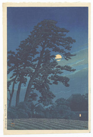 川瀬巴水: Moon At Magome — 馬込の月 - Japanese Art Open Database