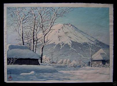 川瀬巴水: Mount Fuji- Clearing after a Snowfall in Oshiono - Japanese Art Open Database