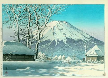 川瀬巴水: Mount Fuji- Clearing after a Snowfall in Oshiono - Japanese Art Open Database