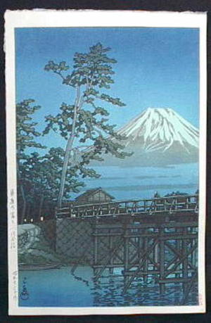 川瀬巴水: Mt. Fuji in Moonlight, Kawaibashi - Japanese Art Open Database