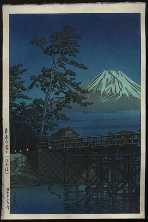 川瀬巴水: Mt. Fuji in Moonlight, Kawaibashi - Japanese Art Open Database