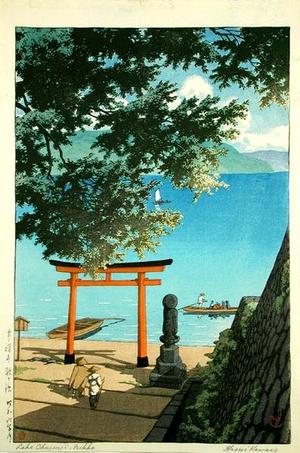 川瀬巴水: Nikko Chuzenji Lake, Utagahama - Japanese Art Open Database