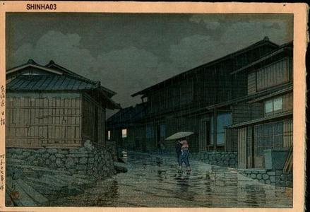 川瀬巴水: Nissaka in Rain, Nissaka on Tokaido - Japanese Art Open Database