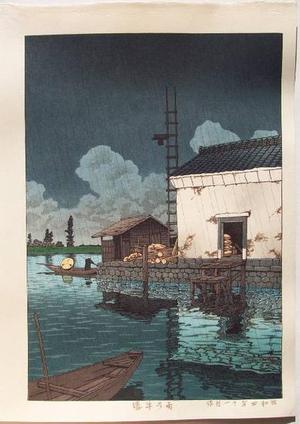 川瀬巴水: Rain at Ushibori - Japanese Art Open Database