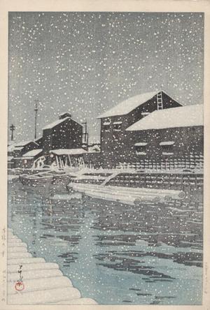 川瀬巴水: Snow at Kiba - Kiba no yuki - Japanese Art Open Database