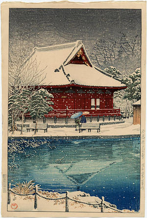 Kawase Hasui: Snow at Shinobazu Benten Shrine - Japanese Art Open Database