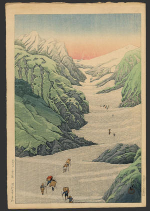 川瀬巴水: Snow valley of Mount Hakuba - Japanese Art Open Database