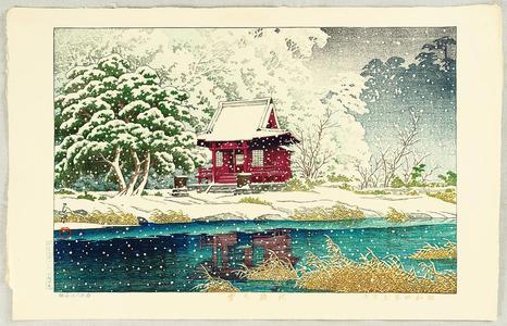 川瀬巴水: Snowy Inokashira, Benten - Japanese Art Open Database